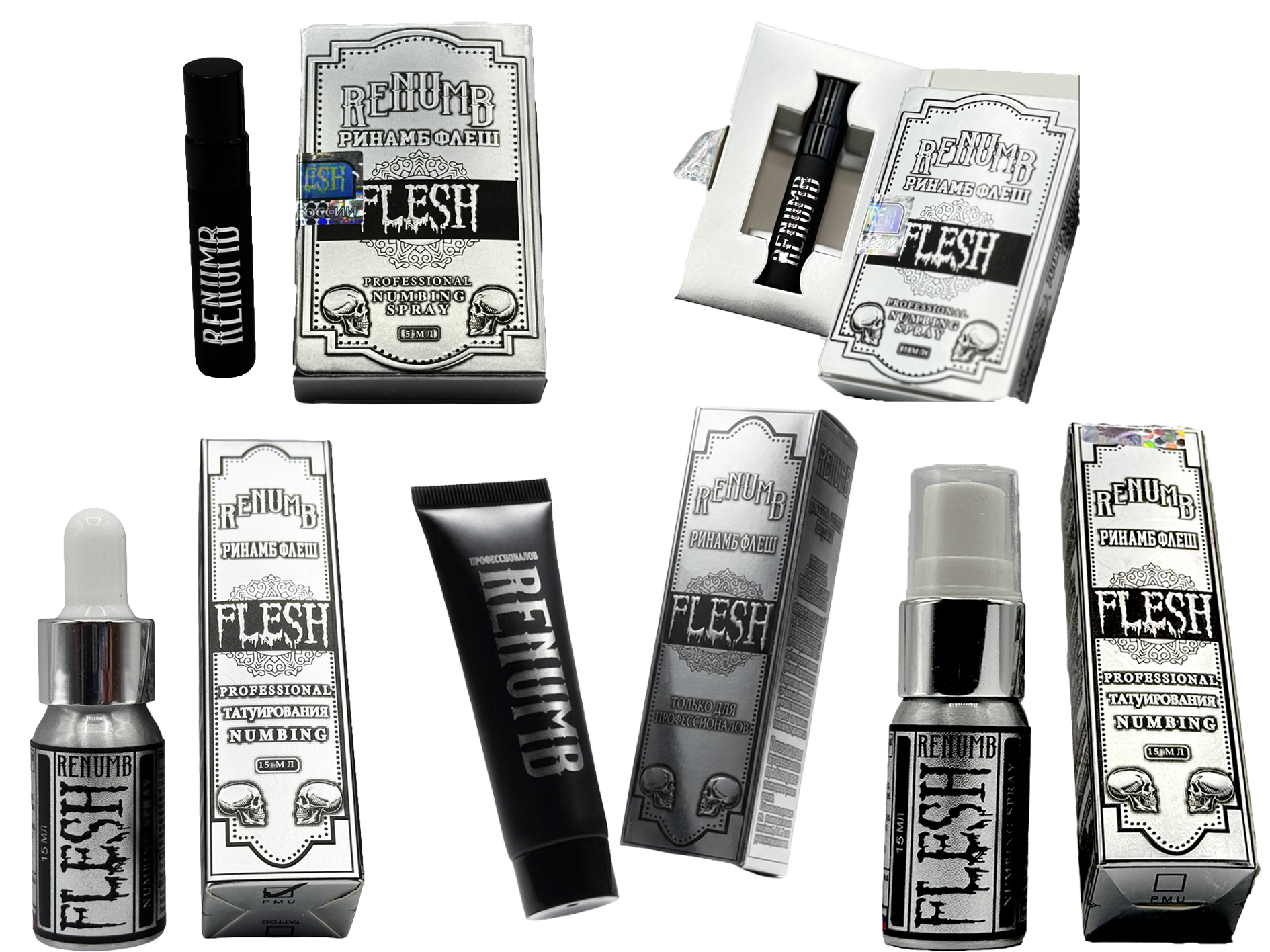 RENUMB FLESH pre-procedure numbing cream and box